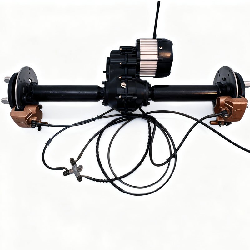 Split disc brake rear axle assembly